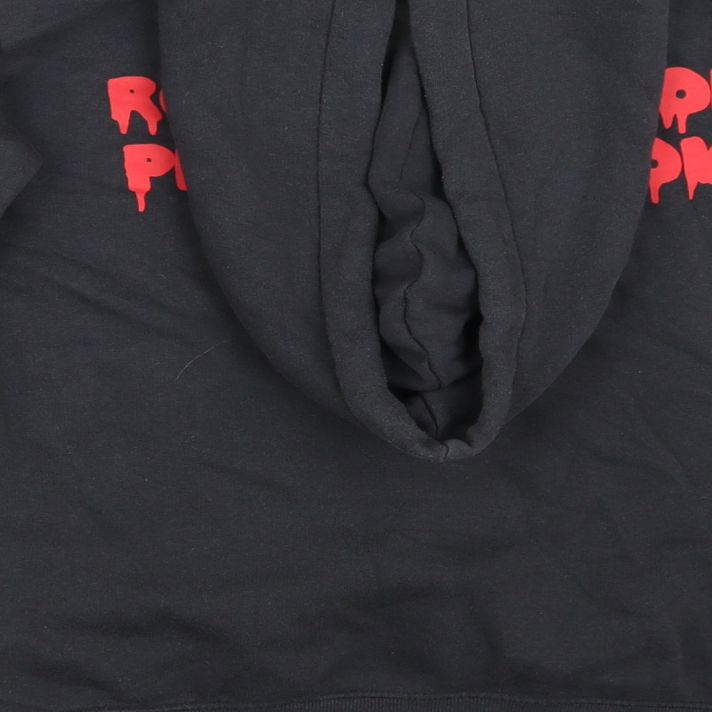 H&N Womens Black Batik  Henley Hoodie Size 10
