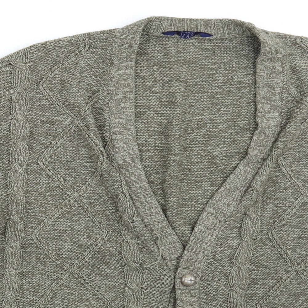 Premier man Mens Green   Cardigan Jumper Size 2XL