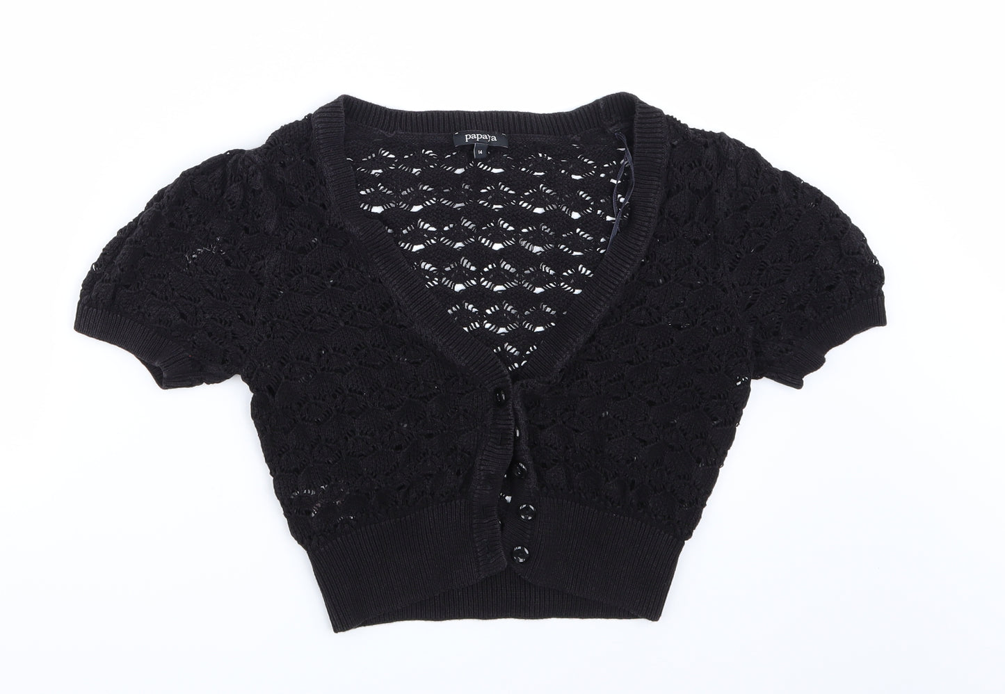 Papaya Womens Black  Rayon Cardigan Jumper Size 14