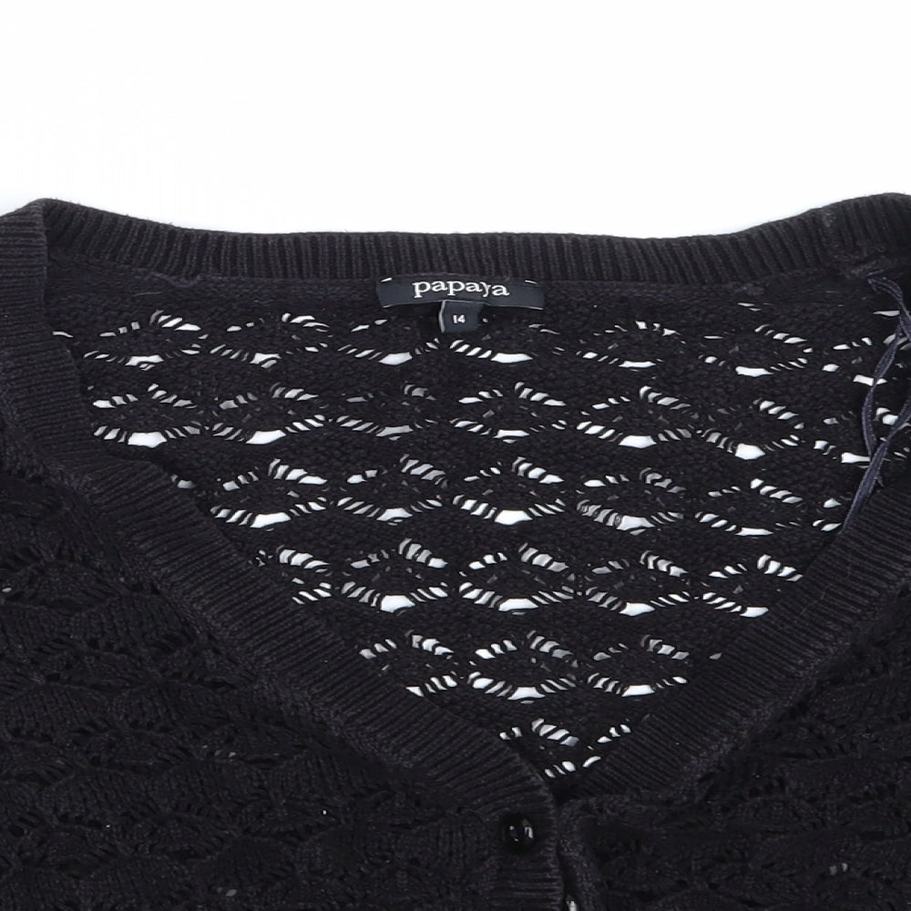 Papaya Womens Black  Rayon Cardigan Jumper Size 14
