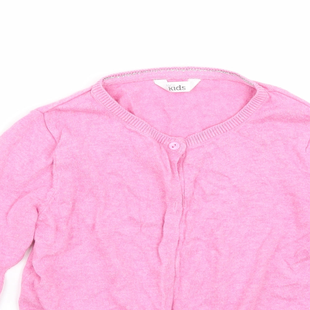M&Co Girls Pink   Cardigan Jumper Size 5-6 Years