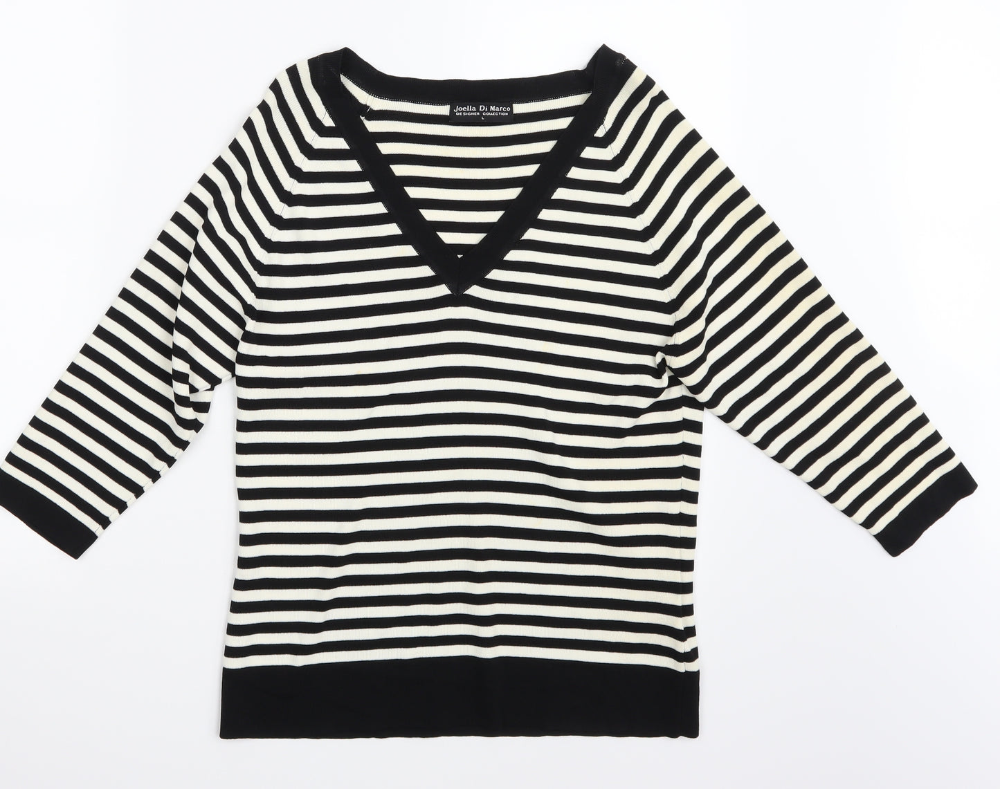 Joella Di Marco Womens White Striped  Pullover Jumper Size L