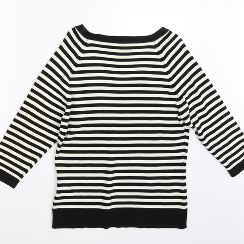 Joella Di Marco Womens White Striped  Pullover Jumper Size L