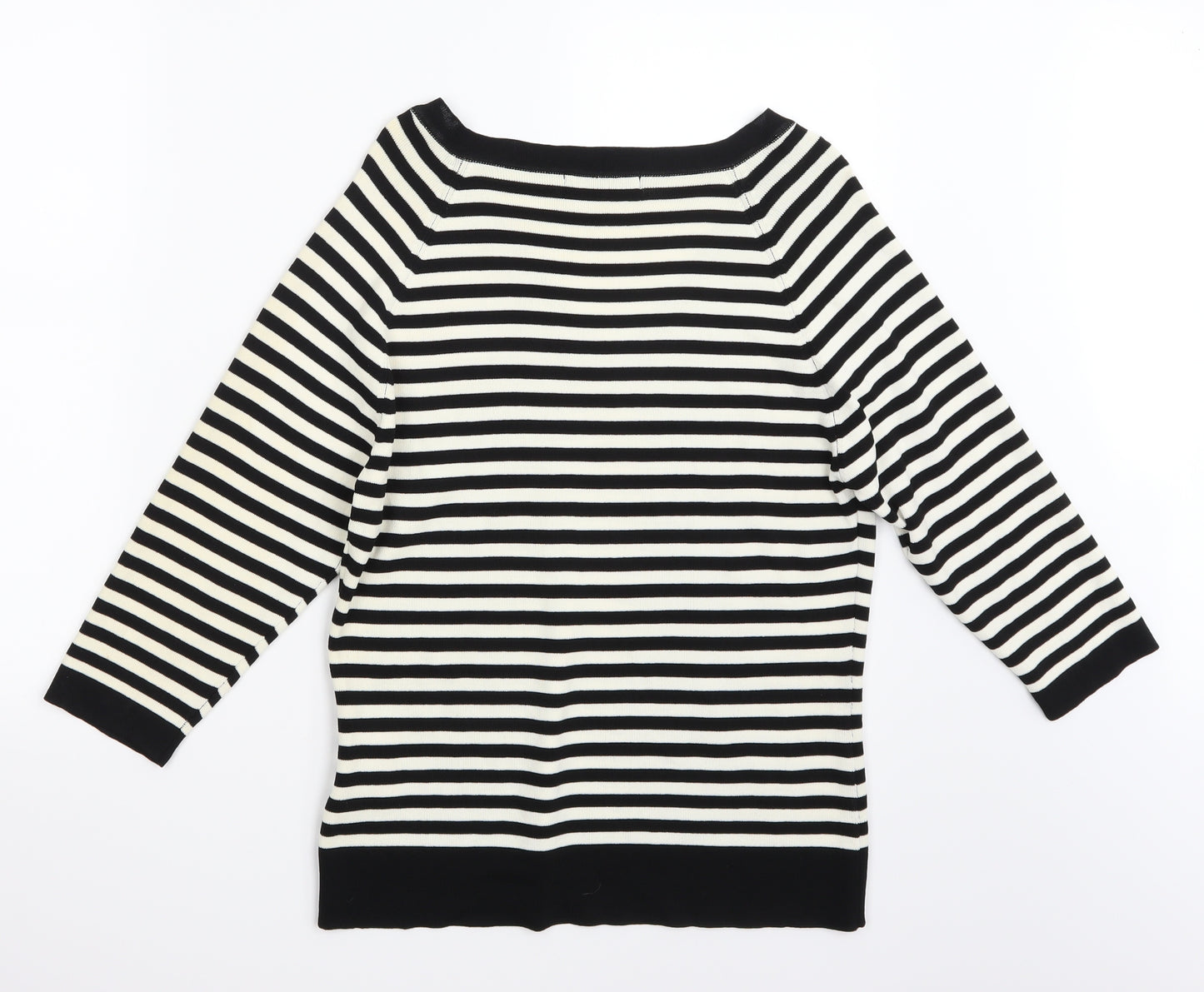 Joella Di Marco Womens White Striped  Pullover Jumper Size L