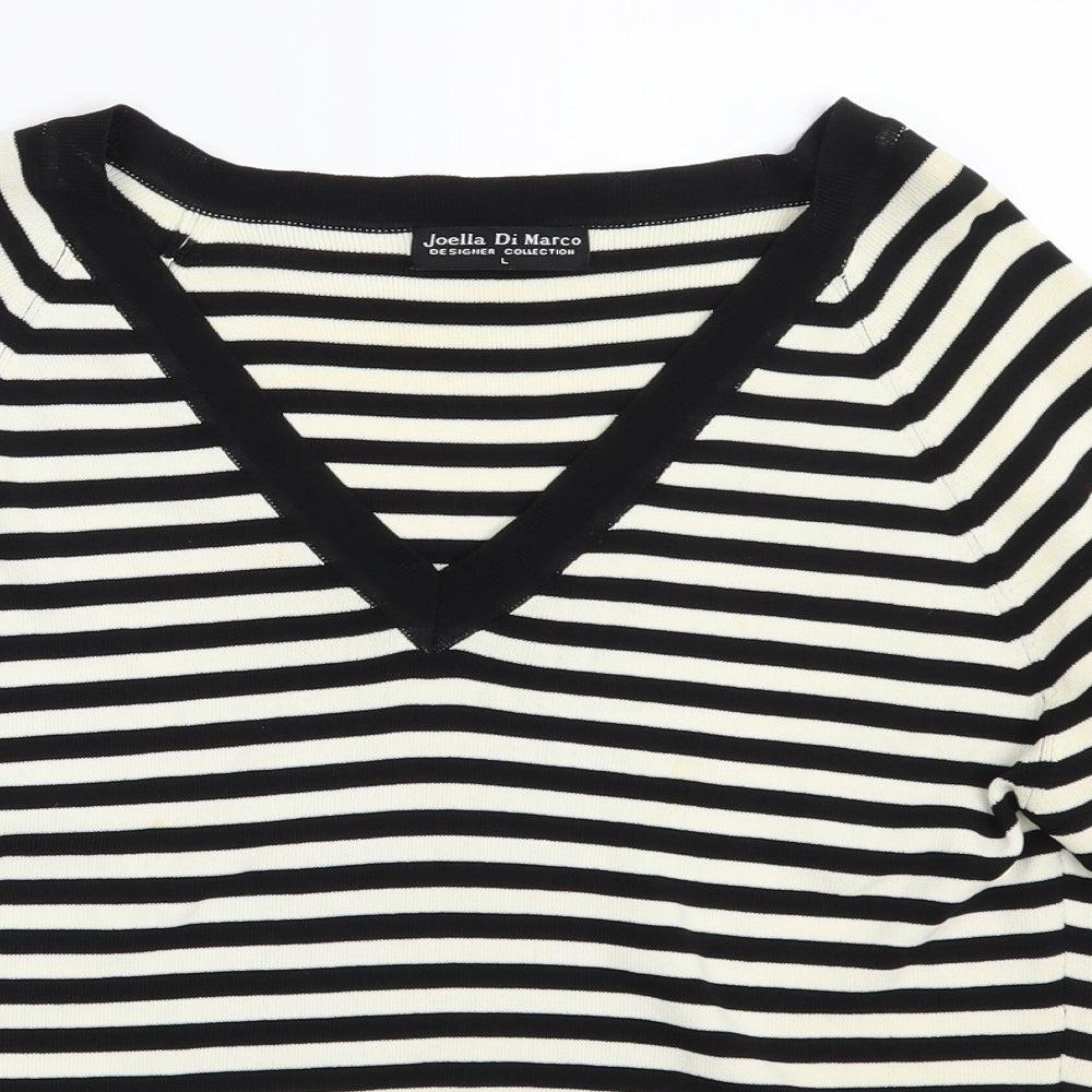 Joella Di Marco Womens White Striped  Pullover Jumper Size L
