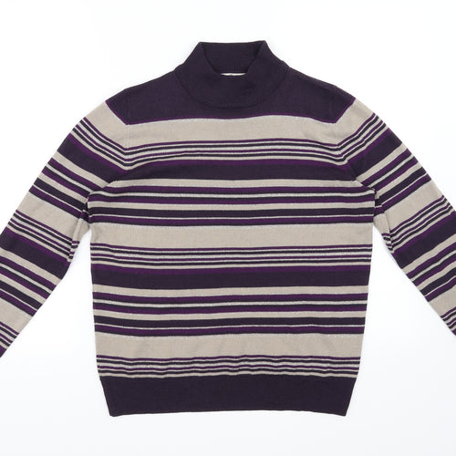 Classic Womens Purple Striped  Pullover Jumper Size 10