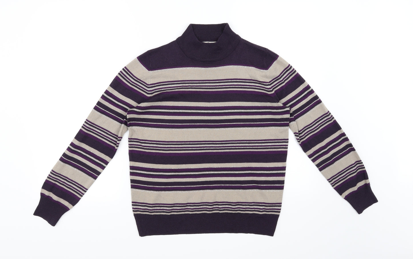 Classic Womens Purple Striped  Pullover Jumper Size 10