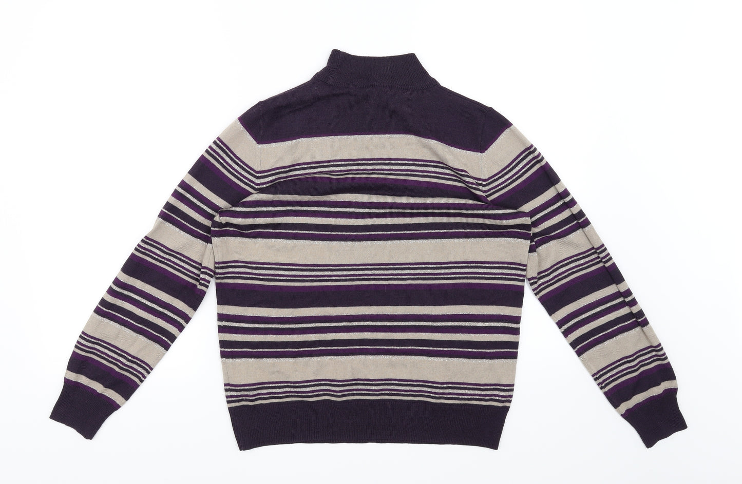 Classic Womens Purple Striped  Pullover Jumper Size 10