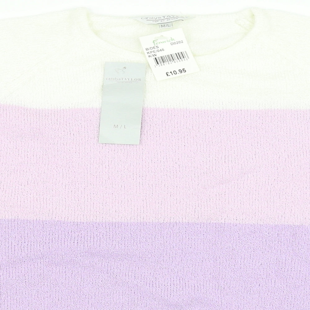 Carolyn Taylor Womens Purple Striped  Pullover Jumper Size M