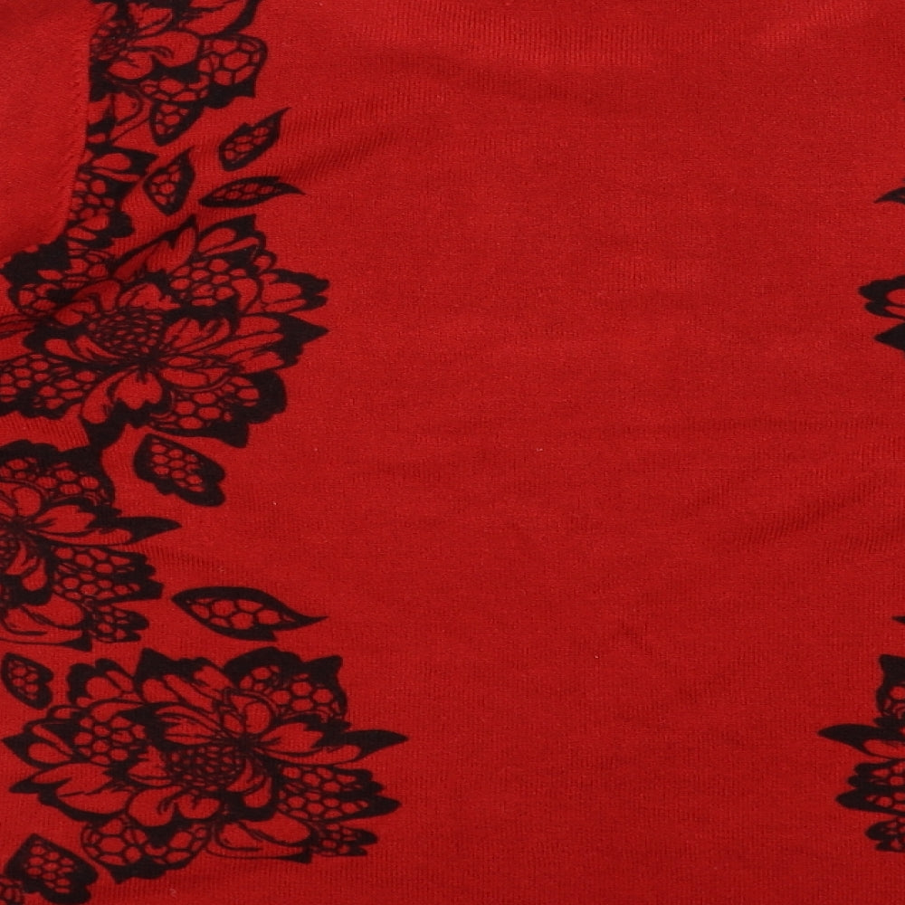 Marks and Spencer Womens Red Floral  Pullover Jumper Size 16