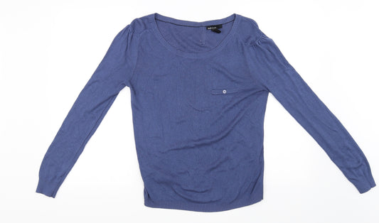 Front view of mango basics women’s blue jumper, size XL