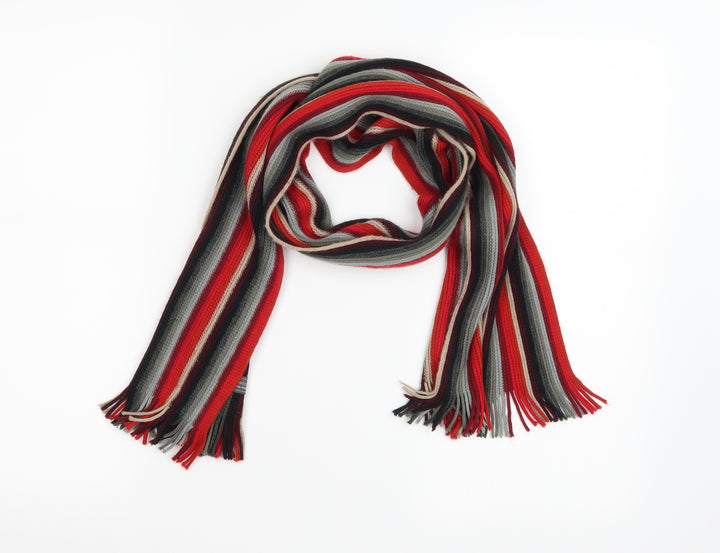 Greenwoods Mens Red Striped Knit Scarf One Size