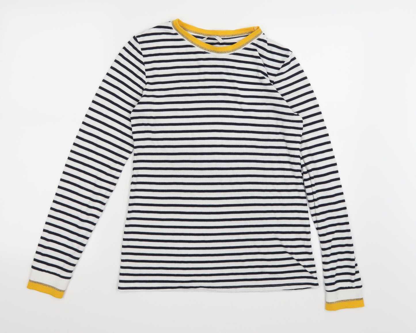 George Womens White Striped  Basic T-Shirt Size 8