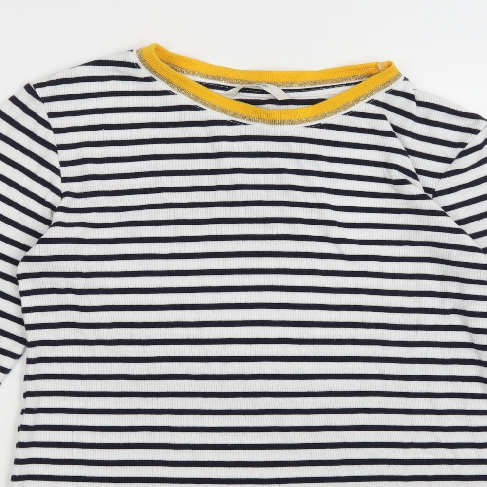 George Womens White Striped  Basic T-Shirt Size 8