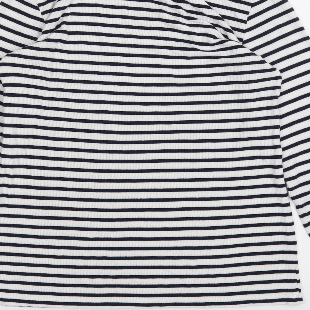 George Womens White Striped  Basic T-Shirt Size 8