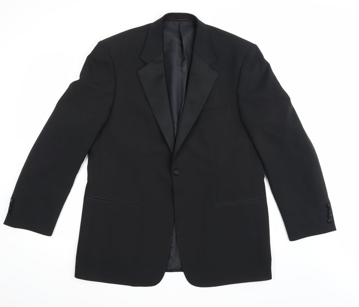 1860 Menswear Mens Black Rayon Jacket Suit Jacket Size 42