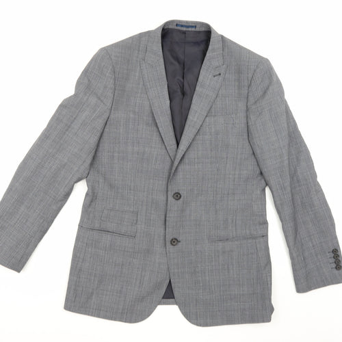 Taylor & Cutter Mens Grey Check Rayon Jacket Suit Jacket Size 40