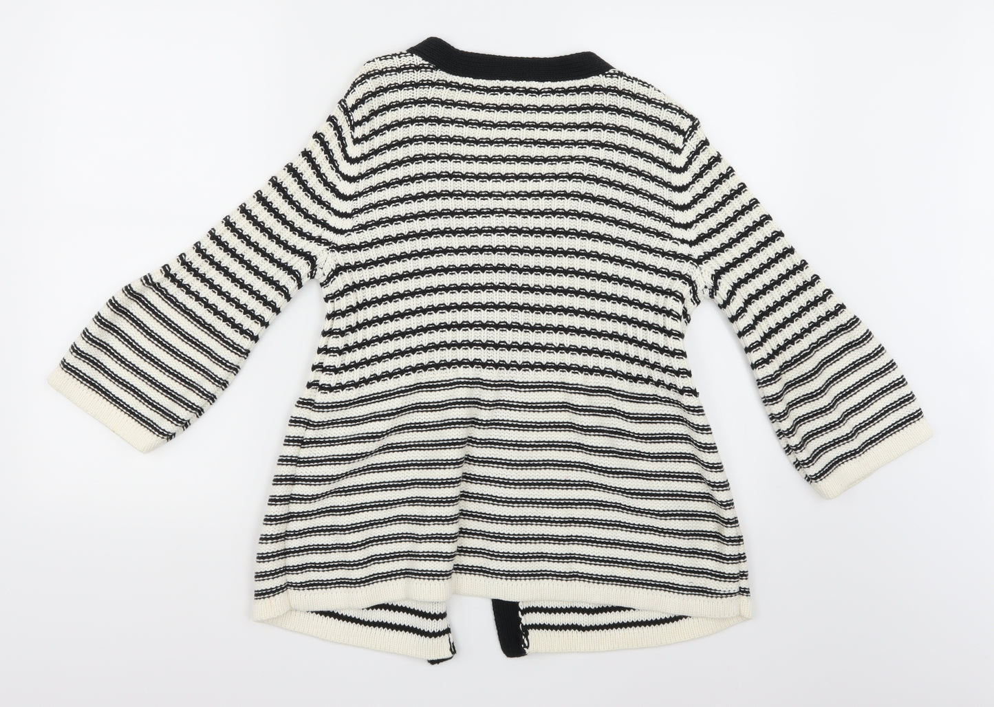 Moda Womens White Striped Knit Cardigan Jumper Size 14