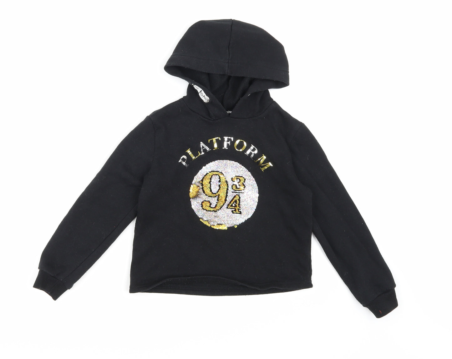 Harry Potter Girls Black  Jersey Pullover Hoodie Size 8-9 Years
