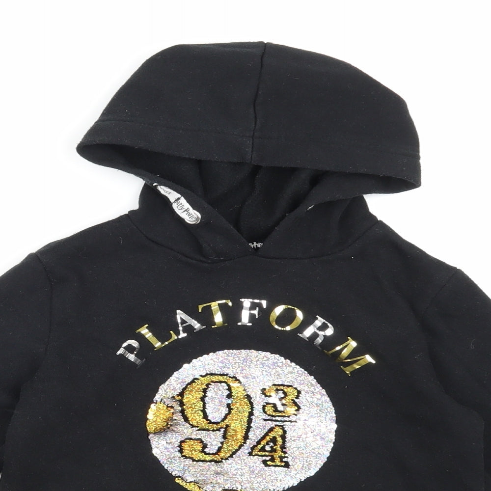 Harry Potter Girls Black  Jersey Pullover Hoodie Size 8-9 Years