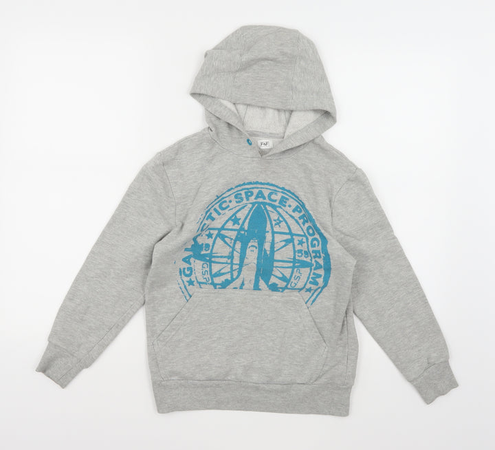 F&F Boys Grey  Jersey Pullover Hoodie Size 9-10 Years