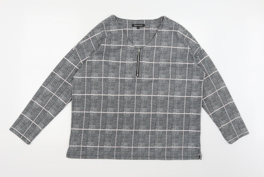 Bonmarché Womens Grey Check Jersey Pullover Sweatshirt Size 14