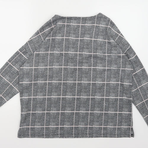 Bonmarché Womens Grey Check Jersey Pullover Sweatshirt Size 14
