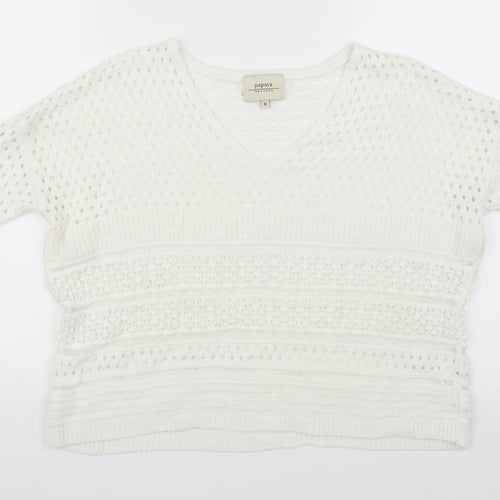 Papaya Womens White  Knit Pullover Jumper Size M