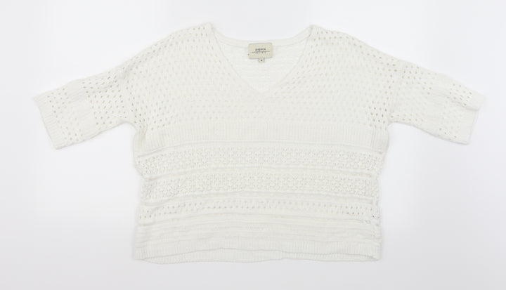 Papaya Womens White  Knit Pullover Jumper Size M