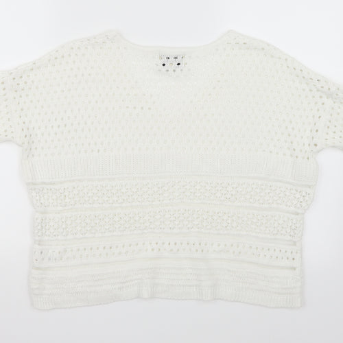 Papaya Womens White  Knit Pullover Jumper Size M