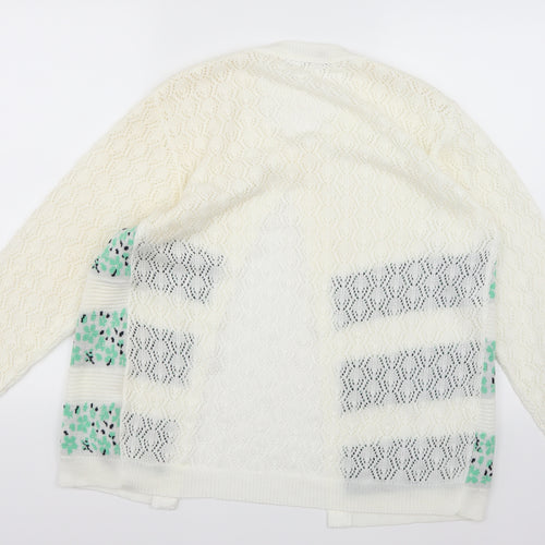 Envy Womens White Floral Knit Cardigan Jumper Size XL