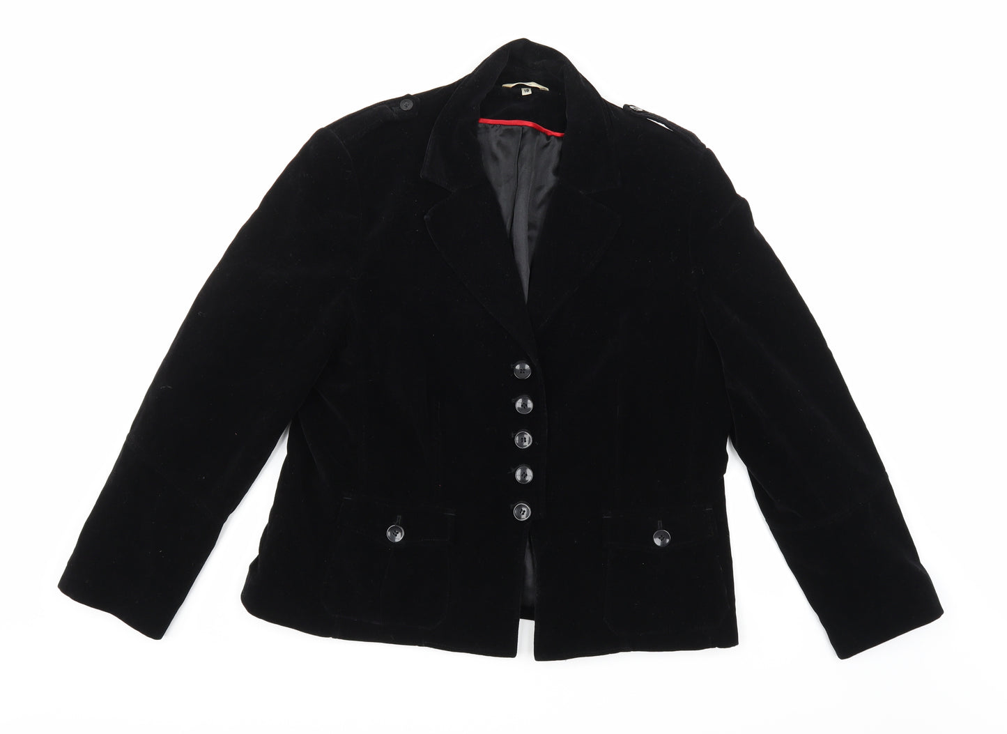 Klass Collection Womens Black  Velour Pea Coat Coat Size 18