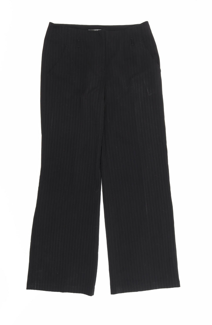 George Womens Black Striped Rayon Trousers Size 10 L30 in