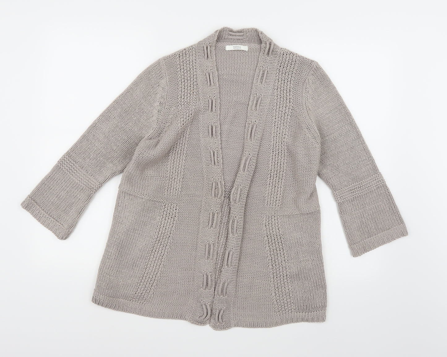 Marks and Spencer Womens Grey  Knit Cardigan Jumper Size 16