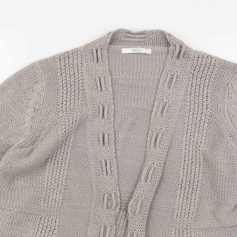 Marks and Spencer Womens Grey  Knit Cardigan Jumper Size 16