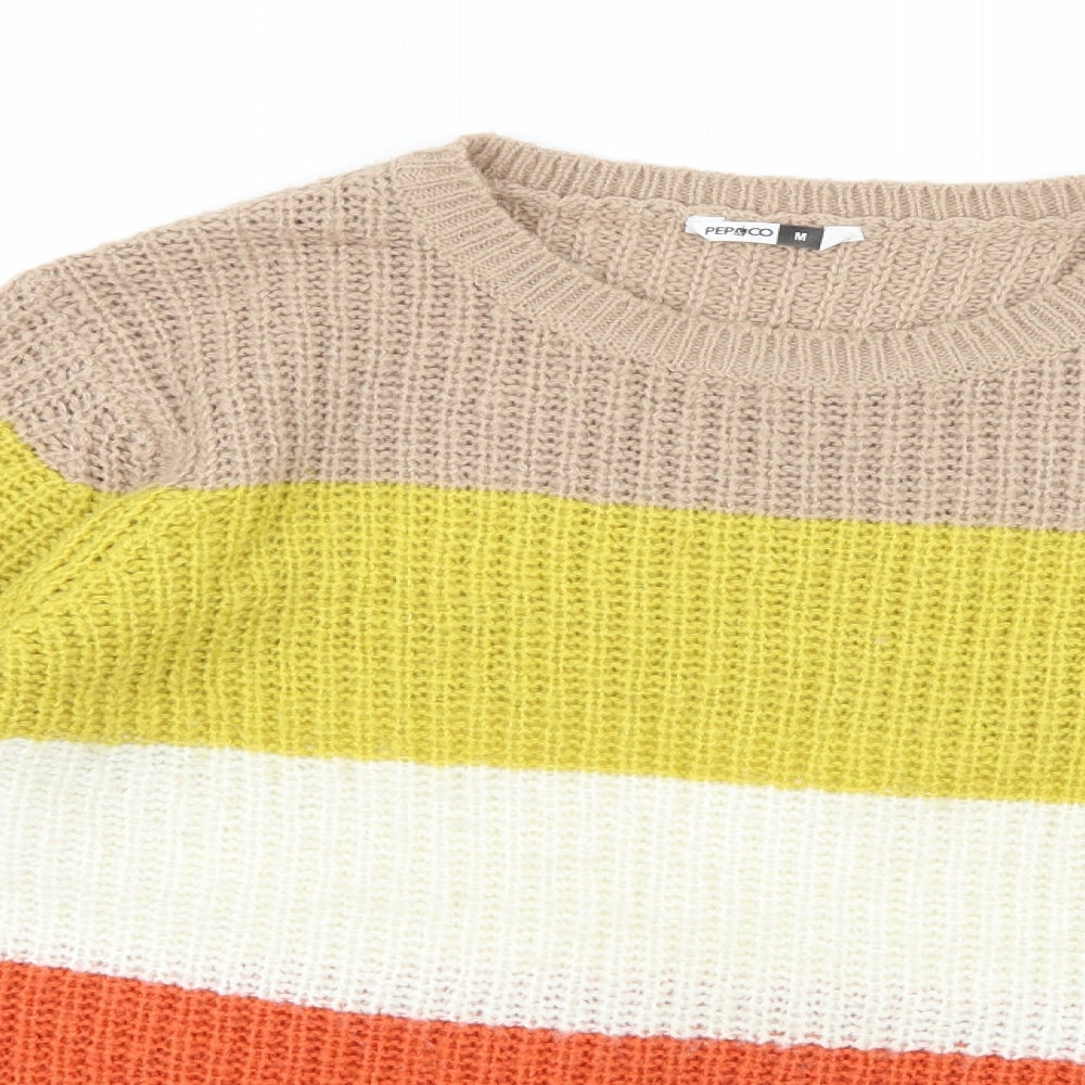 Pep&co Womens Multicoloured Striped Knit Pullover Jumper Size M