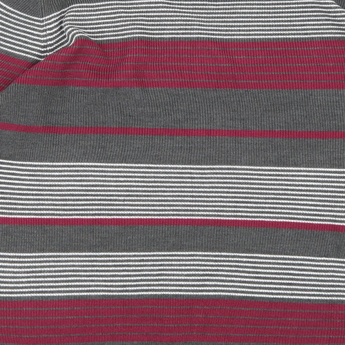 Isle Essentials Womens Grey Striped Knit Pullover Jumper Size 14
