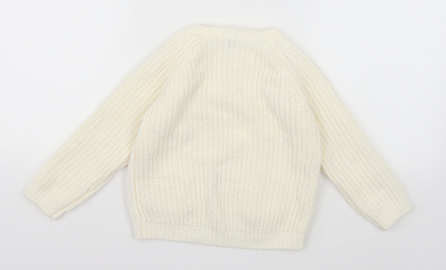 F&F Girls White  Knit Pullover Jumper Size 3-4 Years