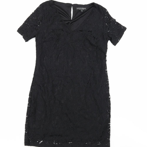Dorothy Perkins Womens Black Floral  A-Line  Size 6