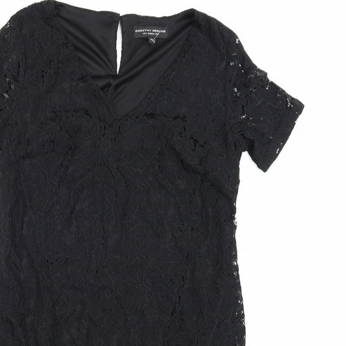 Dorothy Perkins Womens Black Floral  A-Line  Size 6