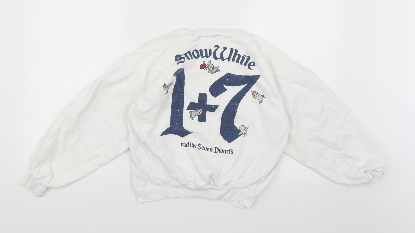 Zara Womens White  Jersey Pullover Sweatshirt Size S  - Snow White