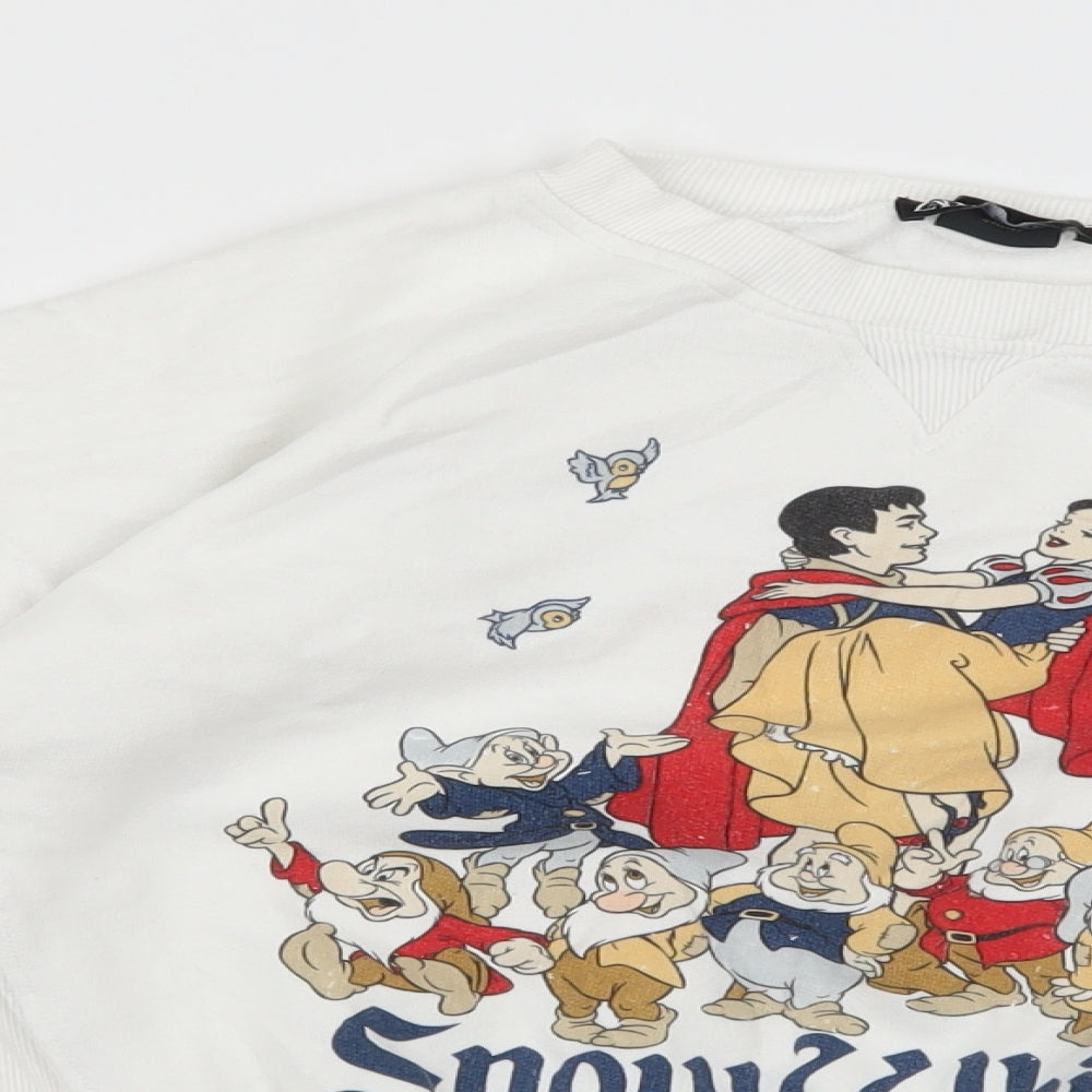 Zara Womens White  Jersey Pullover Sweatshirt Size S  - Snow White