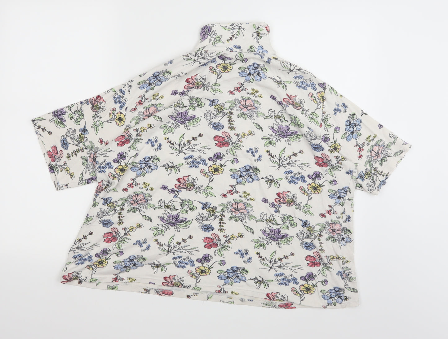 Isle Essentials Womens White Floral  Basic Blouse Size 18
