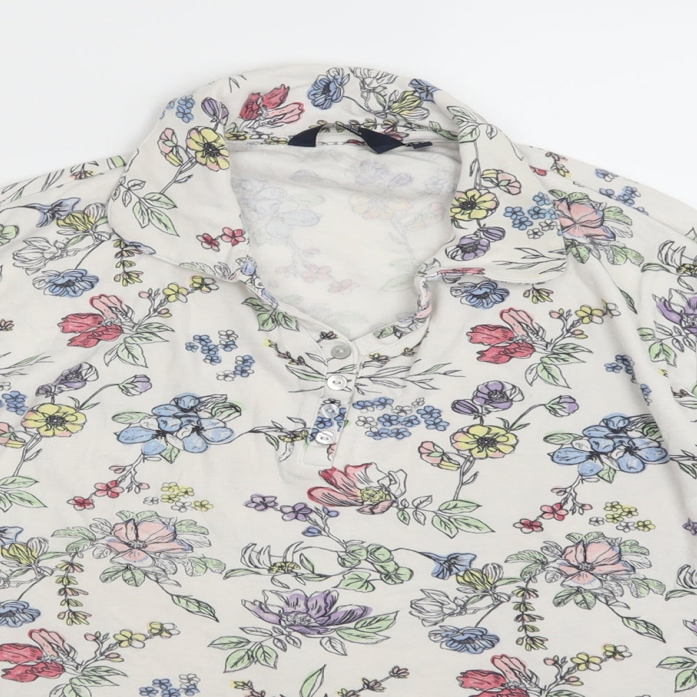 Isle Essentials Womens White Floral  Basic Blouse Size 18