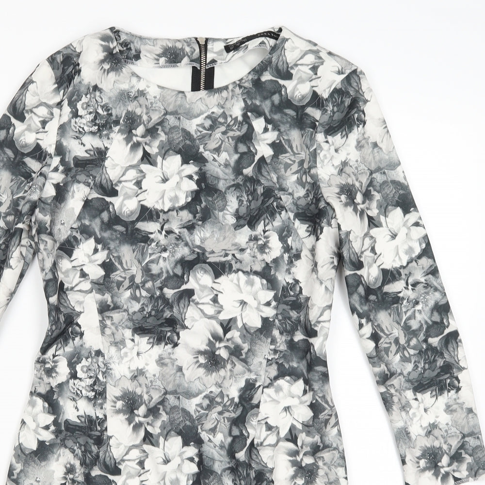 Zara Womens Grey Floral  Bodycon  Size XS