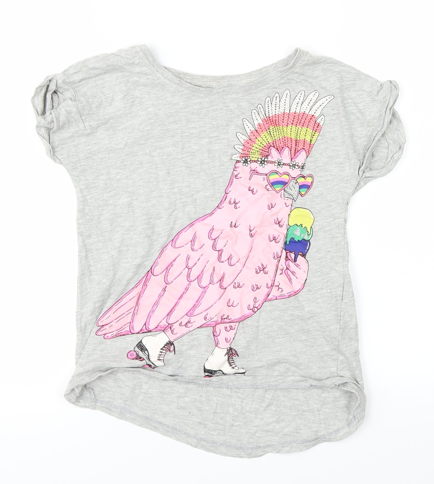 mulga Girls Grey   Basic T-Shirt Size 8 Years  - Parrot