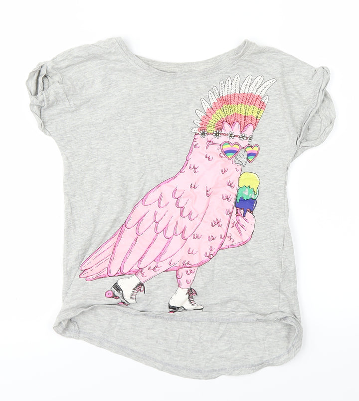 mulga Girls Grey   Basic T-Shirt Size 8 Years  - Parrot