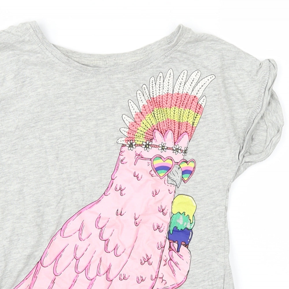 mulga Girls Grey   Basic T-Shirt Size 8 Years  - Parrot