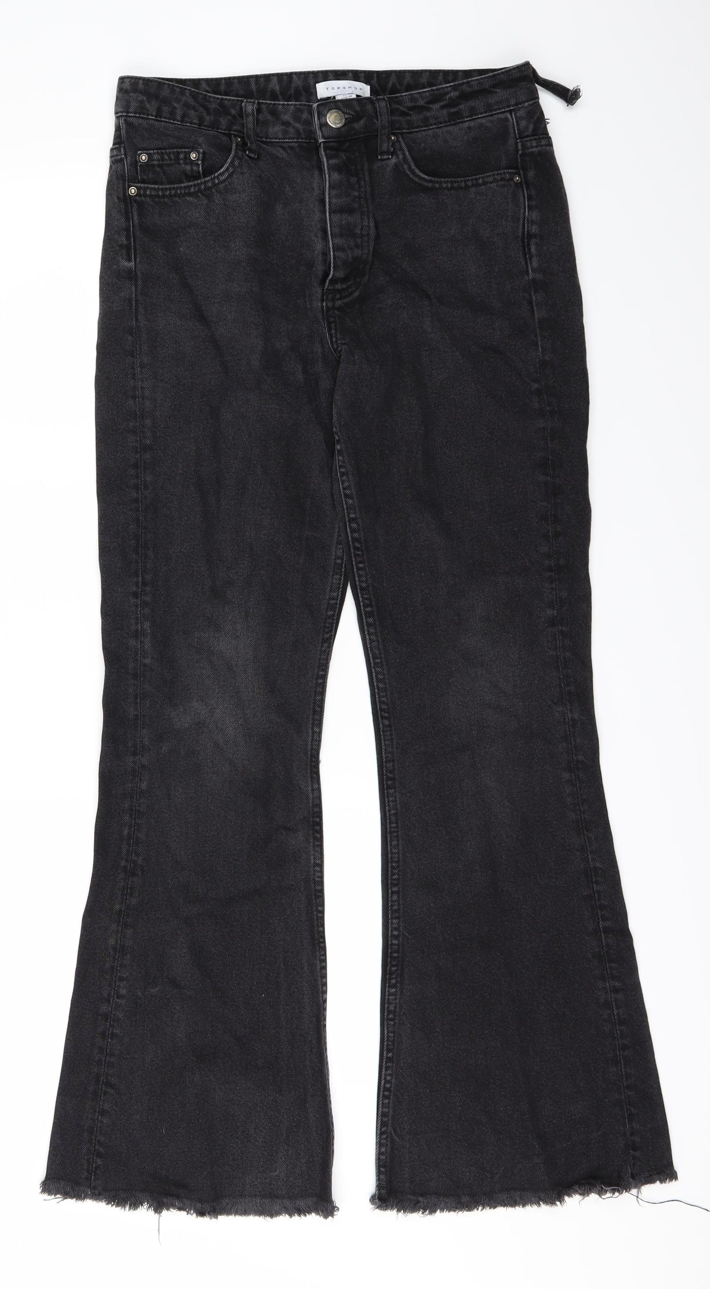 Topshop Womens Black  Denim Bootcut Jeans Size 10 L30 in
