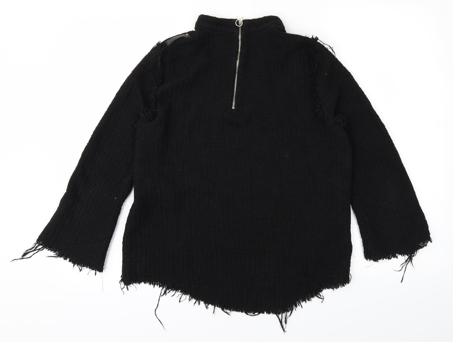 Zara Womens Black  Knit Pullover Jumper Size L  - 1/4 Zip
